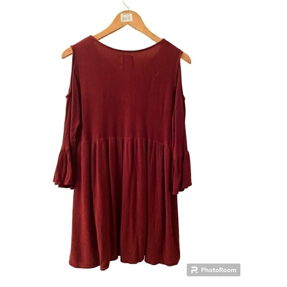 Sadi Roberson Dress/Tunic Top. Coldshoulder Boho Red Sz.M - Picture 2 of 5